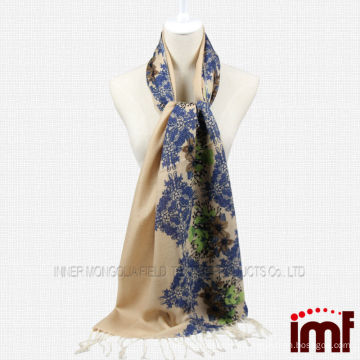 half floral printing half solid simple color women scarf